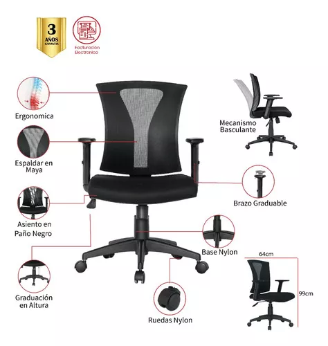 Silla gaming ergonómica, cuero sintético, negro y blanco, silla de oficina  giratoria con ruedas, altura e inclinación ajustables