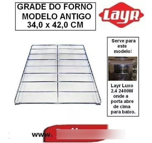 Grade Interna Cromada Para Forno Layr Antigo ( 34x42 Cm )