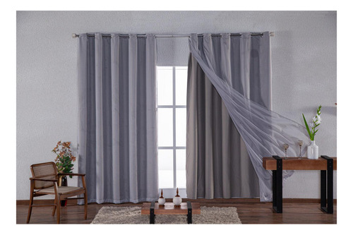  Pilli Enxovais E Tapetaria Decorativa De 2.4m X 4m Liso Cor Cinza - Unidade De 1