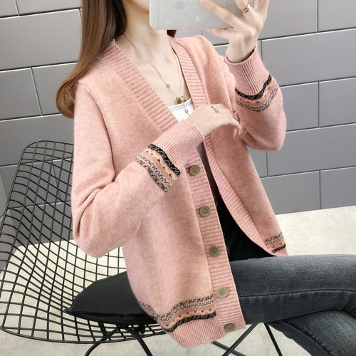 Cárdigan De Punto De Viscosa Para Mujer, Holgado, Cuello En