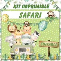 Comprar Kit Imprimible Safari Deco Candy Editable Selva Acuarela