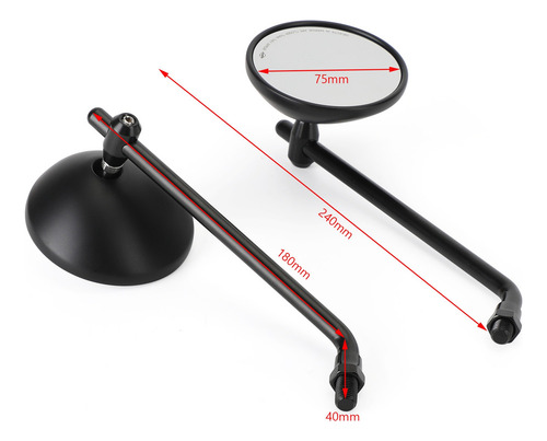Mirror 3 Round Black Para Café Classic Bobber Chopper Custom