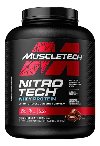 Proteina Muscletech Nitro Tech Whey Protein 4 Lbs Chocolate