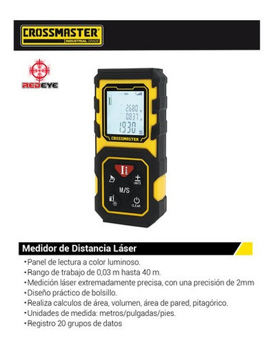 Imagen 2 de 8 de Medidor Distancia Láser 40m Area Volumen Crossmaster 9936164