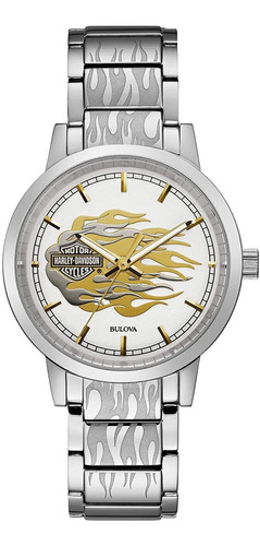 Reloj Harley Davidson By Bulova Mujer 76l191 Acero Llamas