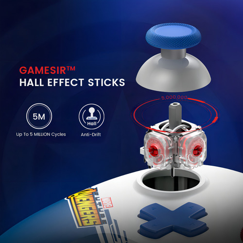 Controle Gamesir T4 Nova Lite Hall Effect Capitão America Cor Branco