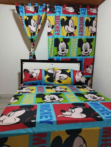Disney Mickey Mouse Funhouse Crew - Juego de sábanas infantiles de 2  piezas, color azul, rojo, amarillo y blanco, divertido, pato Donald, Goofy  y