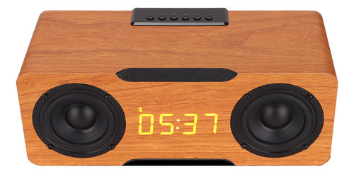 D Reloj Digital De Madera Con Altavoz Bluetooth Inalámbrico