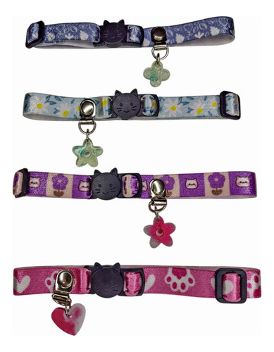 Collar Para Gato Anti Ahorque Con Broche De Seguridad Agua Flores Para Gatos