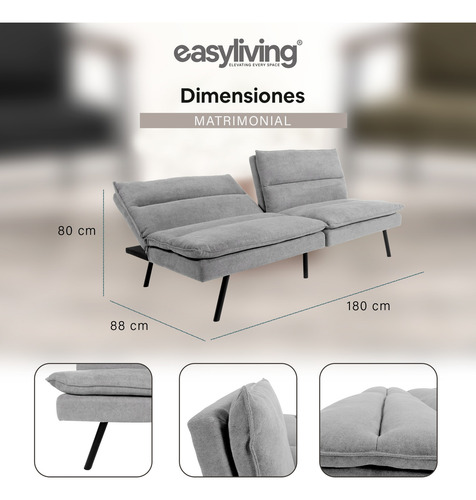 Sofa Cama Element Gris Claro Easy Living