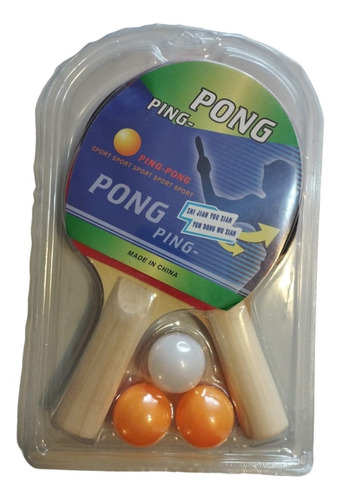 Set Ping Pong 2 Paletas + 3 Pelotas Recreativo Prem