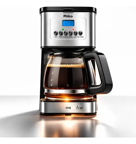 Cafeteira Philco 40 Cafezinhos 1000w Digital Com Timer Prateado 220v