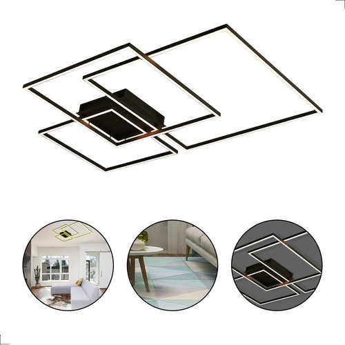 Plafon Canvas Moderno Led Integrado 3000k 116w Aluminio Opus Cor Preto