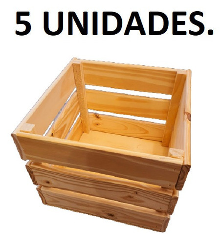 Set X 5u Cajón Verdulero Vanitory Deco Pino Desayuno Cuotas-