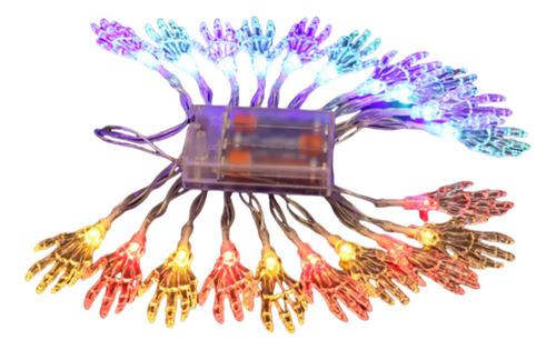 Luz Cadena Halloween 10ft 20leds Mano Esqueleto Transparente