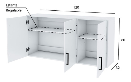 Mueble Alacena Cocina 3 Puertas Melamina 120cm Oferta!!!