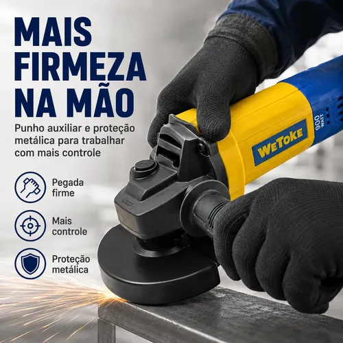-hotoke-　903020 Esmerilhadeira Angular 900w Para Disco 115mm 11000 Rpm | Frete grátis