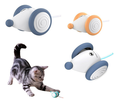 Juguete Ratoncito Interactivo Para Gatos Electrónico Usb Color Azul