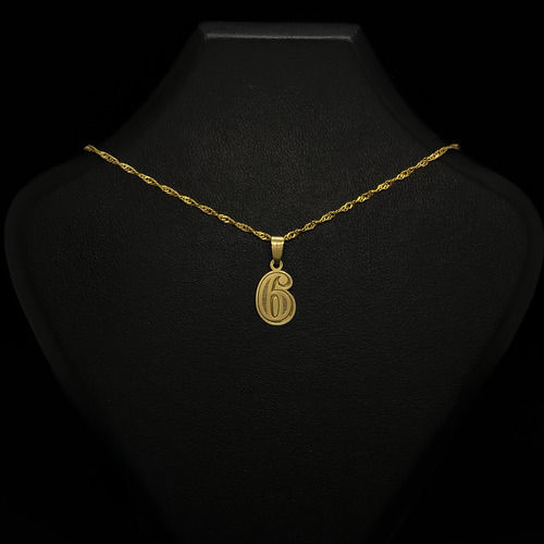 Cadena Y Dije Números Oro 18k 6 - Seis 40 Cm