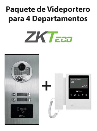 Zkteco Ve04a01paq4p - Paquete De Videoportero Para 4