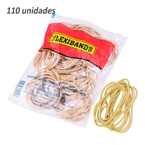 Imagem 1 de 2 de Elástico Látex Escritório Claro Nº 18 Pacote 110 Unidades