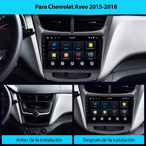 Gearelec Auto Estéreo Pantalla Carplay Android Auto 2+32g Carplay 9 Pulgadas Wifi Gps Fm Para Chevrolet Aveo 2015-2018 Con Cámara Arnés Rca Usb Admite Subwoofer Y Amplificador