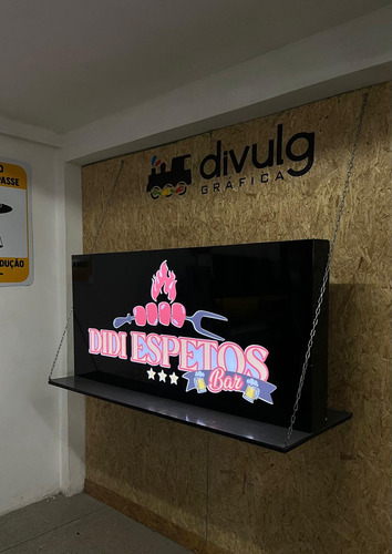 Placa Fachada Acm Luminosa Led Logo Comercio Externo Vazado