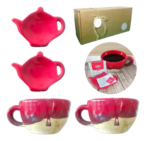 Set Desayuno Taza Kit Caja Cerámica Regalo Artesanal Kvjr080