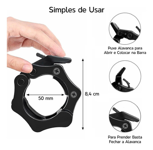 Kit 2 Pares Presilhas Lock Jaw Collar Barra Olímpica - 50mm