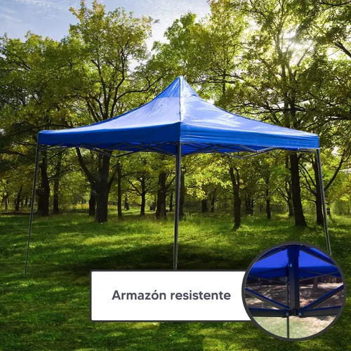 Toldo Carpa Plegable 3x3 Lona Impermeable Resistente Azul