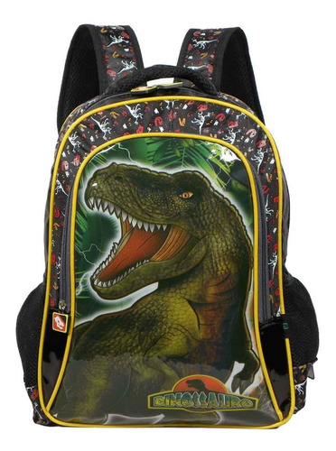 Imagem 4 de 8 de Mochila Escolar Vozz M4029 Dinossauro + Estojo 5 A 10 Anos