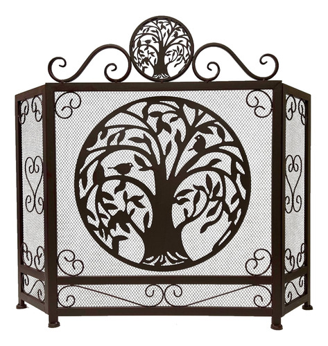Pantalla Decorativa 3 Paneles Estilo Rústico Marrón