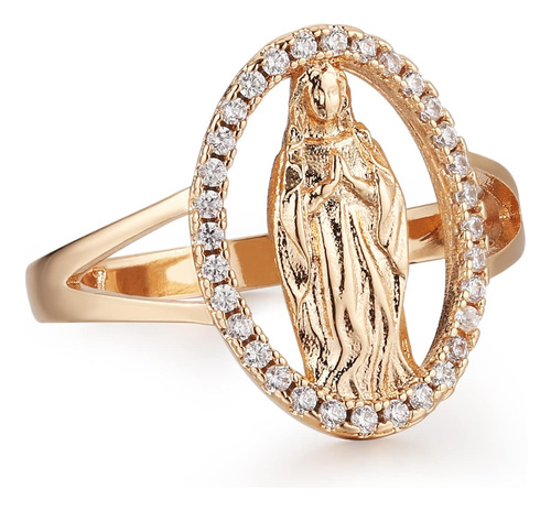 Anillo De Virgen Mara Chapado En Oro De 14 Quilates Para Muj