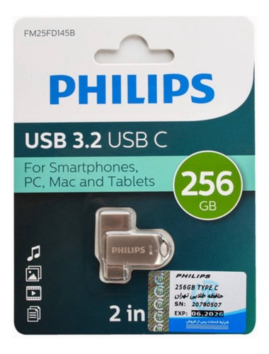 Pendrive 2 En 1 Philips Fm25fd145b/97 Tipo C 3.2 256gb