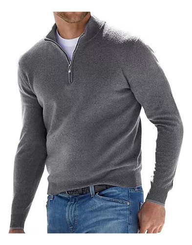 Blusa De Cachemir Para Hombre Con Cremallera Sólida [pu]