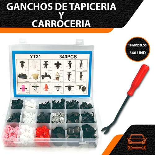 Caja De Grapas Ganchos Clips Tapiceria Carroceria - 340und