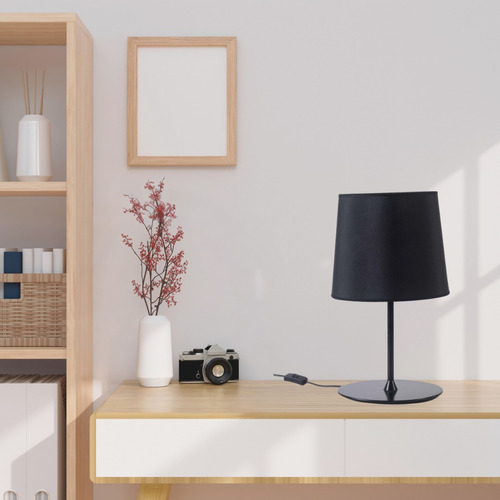 Imagen 4 de 8 de Lampara Velador Y Mesa Negro 48 Cms Alto Mod Milan N Mf