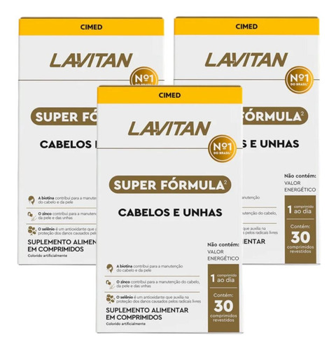 Lavitan Super Fórmula Cabelos E Unhas 3 Cx De 30 Comp. Cada