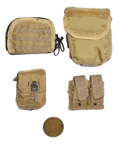 Acessório #159 Lote 4 Bolsos Miniatura P/ Boneco Escala 1/6