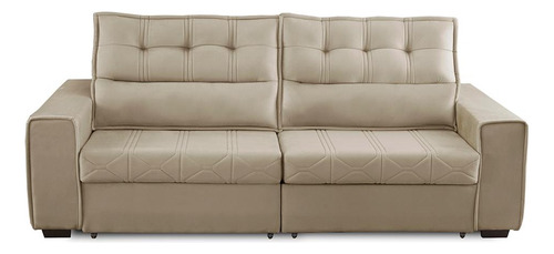 Sofá Retrátil Reclinável 4 Lug Molas 2,70m Camila Suede Bege
