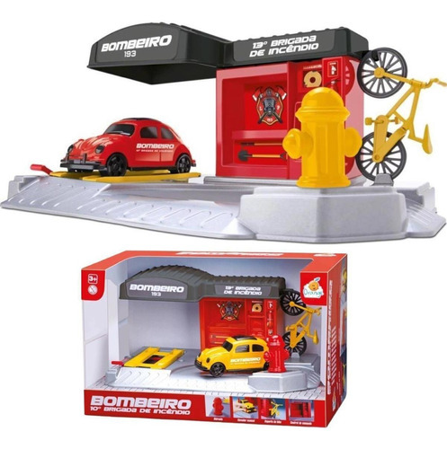 Posto Base De Bombeiro Miniatura De Brinquedo Orange Toys