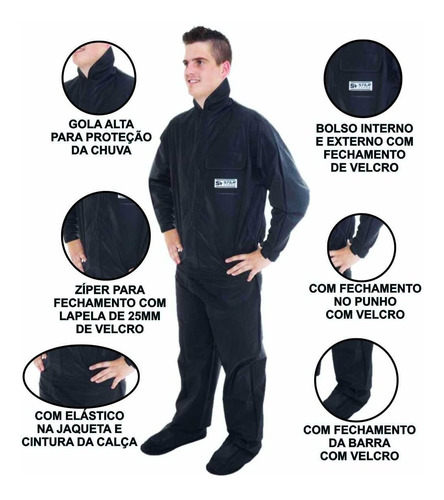 Imagem 5 de 6 de Capa De Chuva Motoqueiro Conjunto De Roupa 100% Impermeável