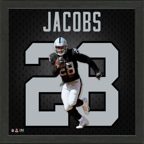 Cuadro Raiders Josh Jacobs Jersey Framed Photo