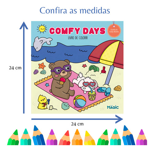 Kit Livro De Colorir Comfy Days E Sunny Days 48 Páginas Estilo Boobie Goods