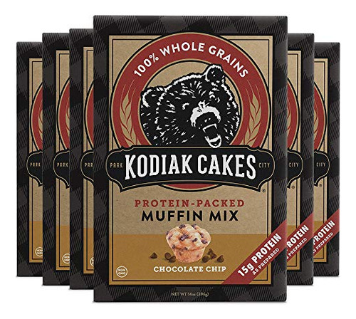 Kodiak Pasteles Muffin Mix, Chocolate Chip (paquete De 6).