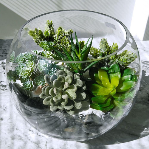 6 Suculentas Falsas Sin Macetas, Colores Verdes, Artificiale