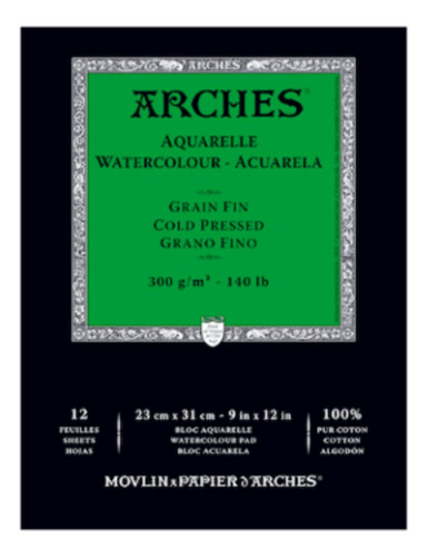Block Acuarela Profesional Arches Grano Fino 23 X 31cms 