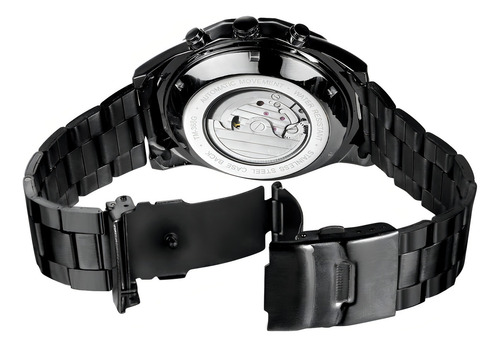 Forsining Reloj Mecánico Para Hombre De Acero Inoxidable Color Negro