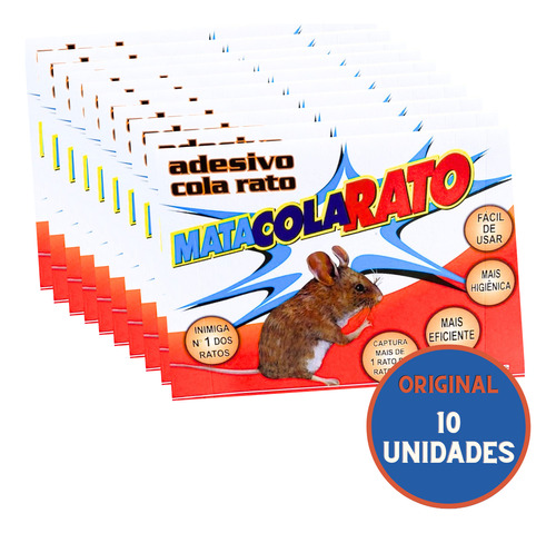Ratoeira Adesiva Pega Mata Cola Rato Camundongo Kit 10 Unid
