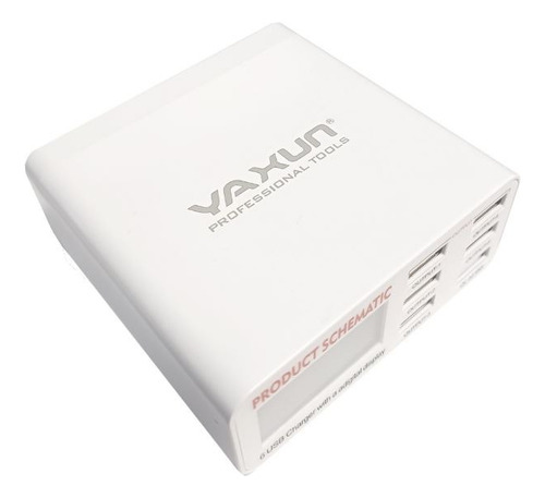 Amperímetro Yaxun 896, 6 puertos, carga rápida USB, 3, color blanco